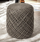 Wool Cylindrical Pouf With Diamond Pattern - Brown - HomeRoots - Accent Poufs - Elite Enclave Home