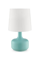 Metal Bedside Table Lamp With White Shade - Blue