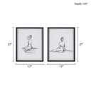 Feminine Figures - Deckle Edge Sketch Framed Wall Art (Set of 2) - Black / White - Madison Park - Framed Print Sets - Elite Enclave Home