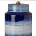 Ceramic Cylinder Table Lamps With White Drum Shade (Set of 2) - Blue And White