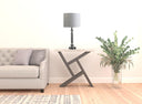 Crystal Column With White Drum Shade Table Lamp - Silver