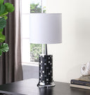 24" Bedside Table Lamp With White Drum Shade - Silver