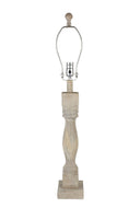 Solid Wood Table Lamp Coastal With Fish Empire Shade - Distressed Natural