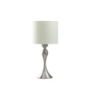 Metal Table Lamp With Off - White Drum Shade - Silver - HomeRoots - Table Lamps - Elite Enclave Home