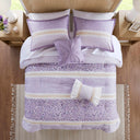 Caralie - 5 Piece Seersucker Comforter Set With Throw Pillows - Purple