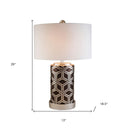 Deep Geo Weave Table Lamp - Brown And Silver