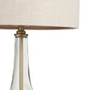 Glass LED Table Lamp With Drum Shade - Clear Beige