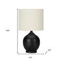 Ceramic Round Table Lamp With Ivory Drum Shade - Black - HomeRoots - Table Lamps - Elite Enclave Home