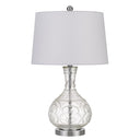 Metal Round Table Lamp With Shade - Clear White - HomeRoots - Table Lamps - Elite Enclave Home