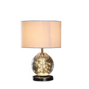 Translucent Glass Globe LED Table Lamp With Drum Shade - Nickel White