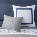 Powell - California King Embroidered Comforter (Set of 8) - Navy
