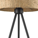 Metal Tripod Table Lamp With Beige Drum Shade - Black
