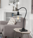 Metal Lantern Style Desk Lamp With Edison Bulb - Bronze - HomeRoots - Table Lamps - Elite Enclave Home