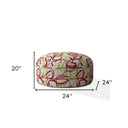 Cotton Round Abstract Pouf Cover - Green / White