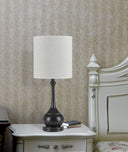 Metal Table Lamp With Beige Drum Shade - Bronze - HomeRoots - Table Lamps - Elite Enclave Home