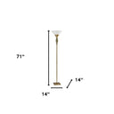LED Light Changing Torchiere Floor Lamp With White Frosted Glass Cone Shade - Brass - HomeRoots - Floor Lamps - Elite Enclave Home