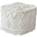 Uttermost Uriah Ivory Pouf – handwoven wool-cotton blend with bohemian raised pattern and fringed edges 