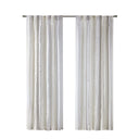 Ebby - Poly Printed Curtain Panel With Tufted Stripe (Set of 2) - White / Taupe - INK+IVY - Curtain Sets - Elite Enclave Home