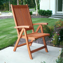 Solid Wood Indoor Outdoor Reclining Arm Chair - Mahogany Brown