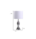 Crystal Standard Table Lamp With White Shade - Silver