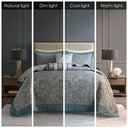 Aubrey - 5 Piece Jacquard Bedspread Set With Throw Pillows - Teal