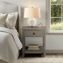 Victoria - One - Drawer Bedside Table With Shelf - Reclaimed Gray - Madison Park Signature - Accent Nightstands - Elite Enclave Home