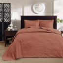 Quebec - 3 Piece Queen Reversible Bedspread Set - Clay Red