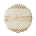 Cotton Blend Round Striped Pouf Ottoman - Ivory And Brown