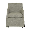 London - Upholstered Skirted Dining Arm Chair With Hidden Casters - Gray - Martha Stewart - Arm Chairs - Elite Enclave Home