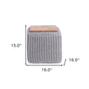 Cotton Blend, Pouf Ottoman - Light Gray