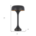 Metal Two Light Novelty USB Table Lamp With Black Dome Shade - Black