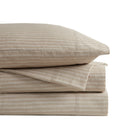 Cozy Cotton Flannel - King Printed Sheet Set - Beige / White Stripes