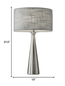 Metal Finish Tapered Basectable Lamp - Brushed Steel