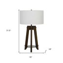 Metal Tripod Table Lamp With Off - White Drum Shade - Brown - HomeRoots - Table Lamps - Elite Enclave Home