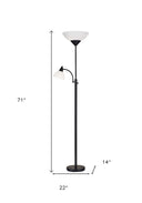 Two Light Torchiere Floor Lamp With Acrylic Bowl Shades - Black / White - HomeRoots - Floor Lamps - Elite Enclave Home
