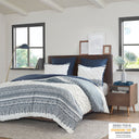 Mila - King 3 Piece Duvet Cover Set With Tufting - Navy