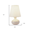 12" Ceramic Bedside Table Lamp With White Shade - Beige