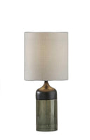 Glass Bedside Table Lamp With White Shade - Black