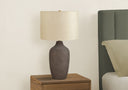 Ceramic Urn Table Lamp With Beige Drum Shade - Gray - HomeRoots - Table Lamps - Elite Enclave Home