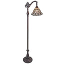 11" x 11" x 62" Traditional Shaped Floor Lamp With Stained Glass Bowl Shade - Brown / White