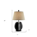Polyresin Lamp With Beige Fabric Shade - Black