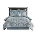 Odette - 8 Piece Jacquard Comforter Set - Light Blue