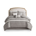 Lacey - 7 Piece Queen Lace Trim Comforter Set With Throw Pillows - Gray