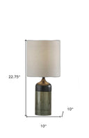 Glass Bedside Table Lamp With White Shade - Black - HomeRoots - Table Lamps - Elite Enclave Home