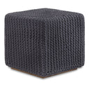 Cotton Blend, Pouf Ottoman - Gray