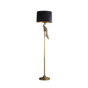 Floor Lamp With Black Drum Shade - Burnished Gold