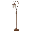 Traditional Shaped Floor Lamp With Rust Transparent Glass Drum Shade - Rust - HomeRoots - Floor Lamps - Elite Enclave Home