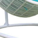 Metal Indoor Outdoor Swing Chair With Aqua Cushion - White