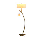 Dual Arc Floor Lamp With White Drum Shade - Matte Gold - HomeRoots - Floor Lamps - Elite Enclave Home