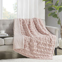 Ruched Throw Blanket - Blush - Faux - Madison Park - Throws- Elite Enclave Home